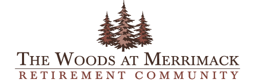 The Woods at Merriam Retirement Community logo features a tree and a forest. AI generated content