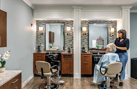 A woman is cutting a man's hair in a salon. AI generated content